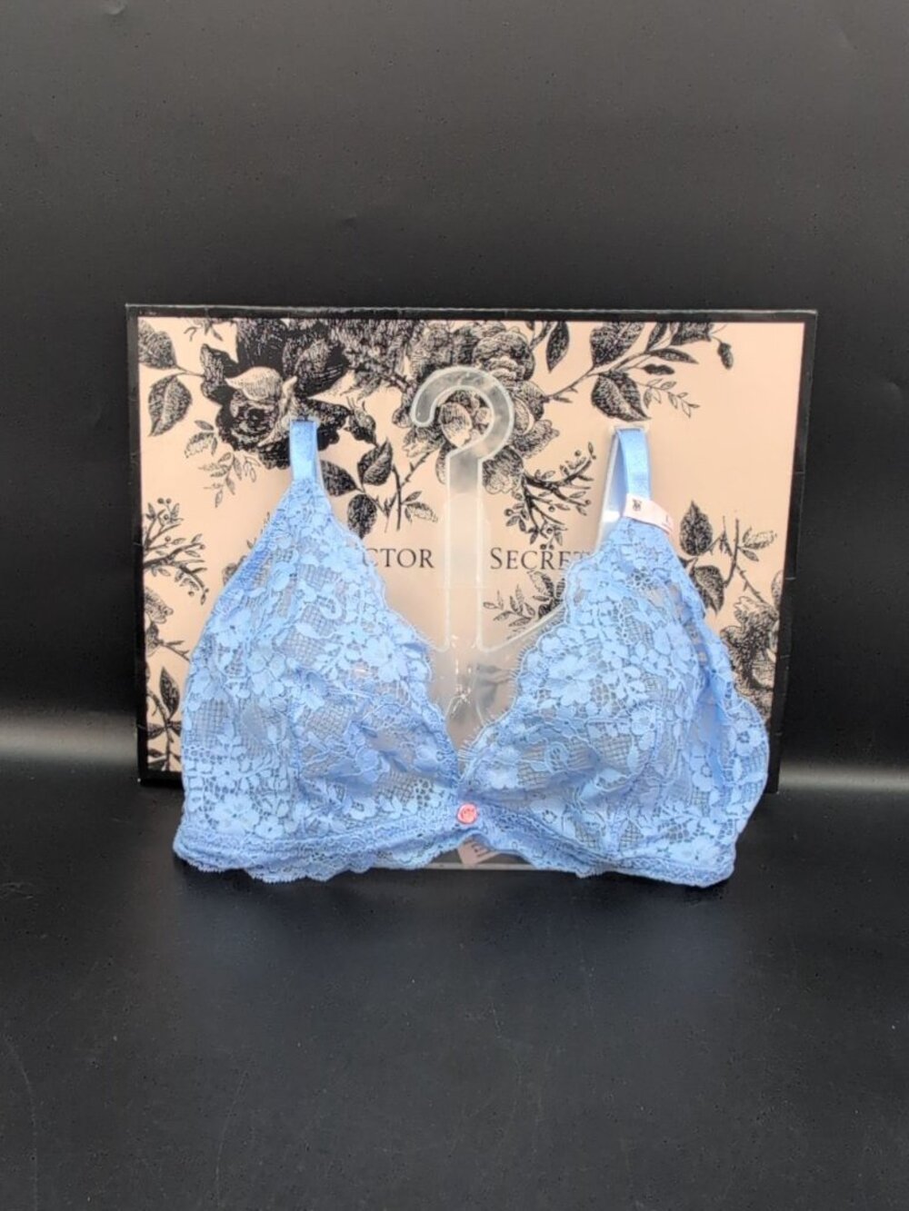 Victoria Secret Dream Angels Lace Triangle Bralette Large Cameo Blue